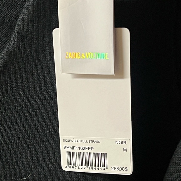 ZADIG & VOLTAIRE ZV Merino Wool Skull Strass V-Neck Sweater Top Women’s Medium - Picture 4 of 7